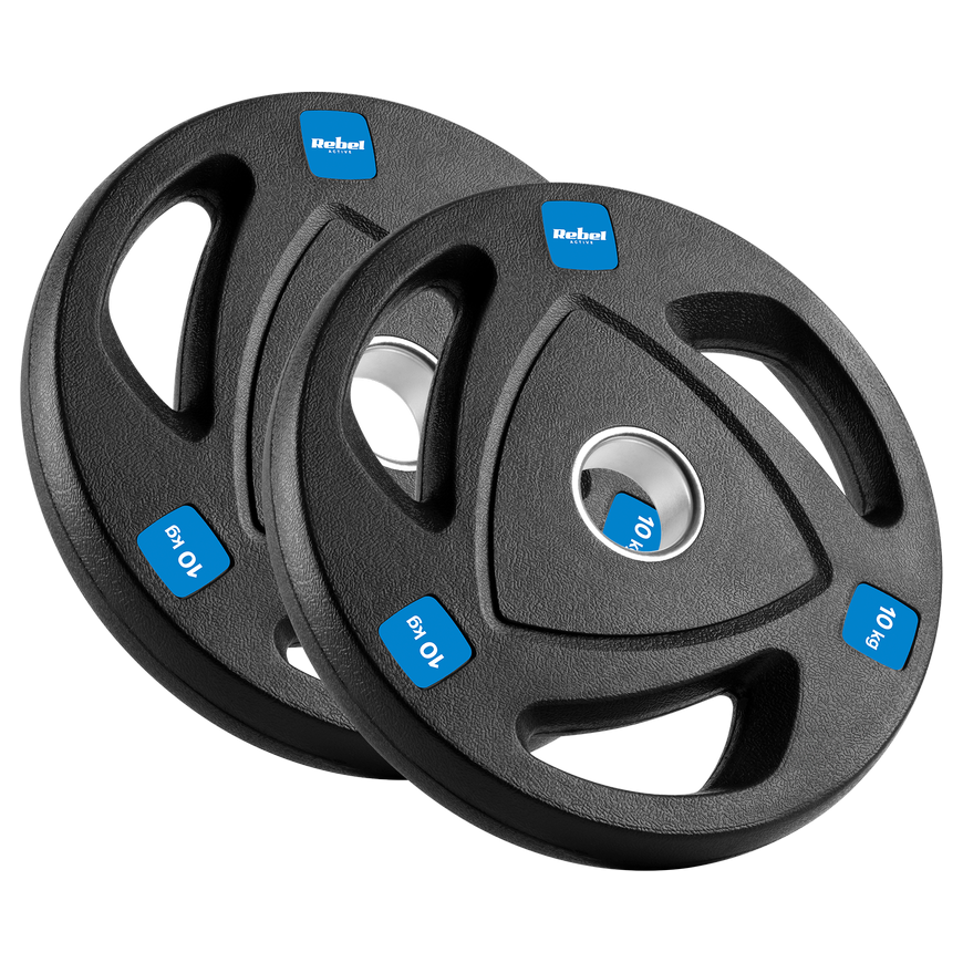 Set of rubberized cast iron weights 2x10kg, Olympic opening 51mm, REBEL ACTIVE – 2