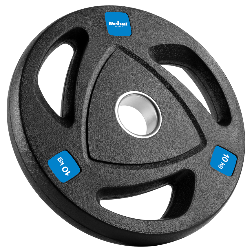 Set of rubberized cast iron weights 2x10kg, Olympic opening 51mm, REBEL ACTIVE – 3