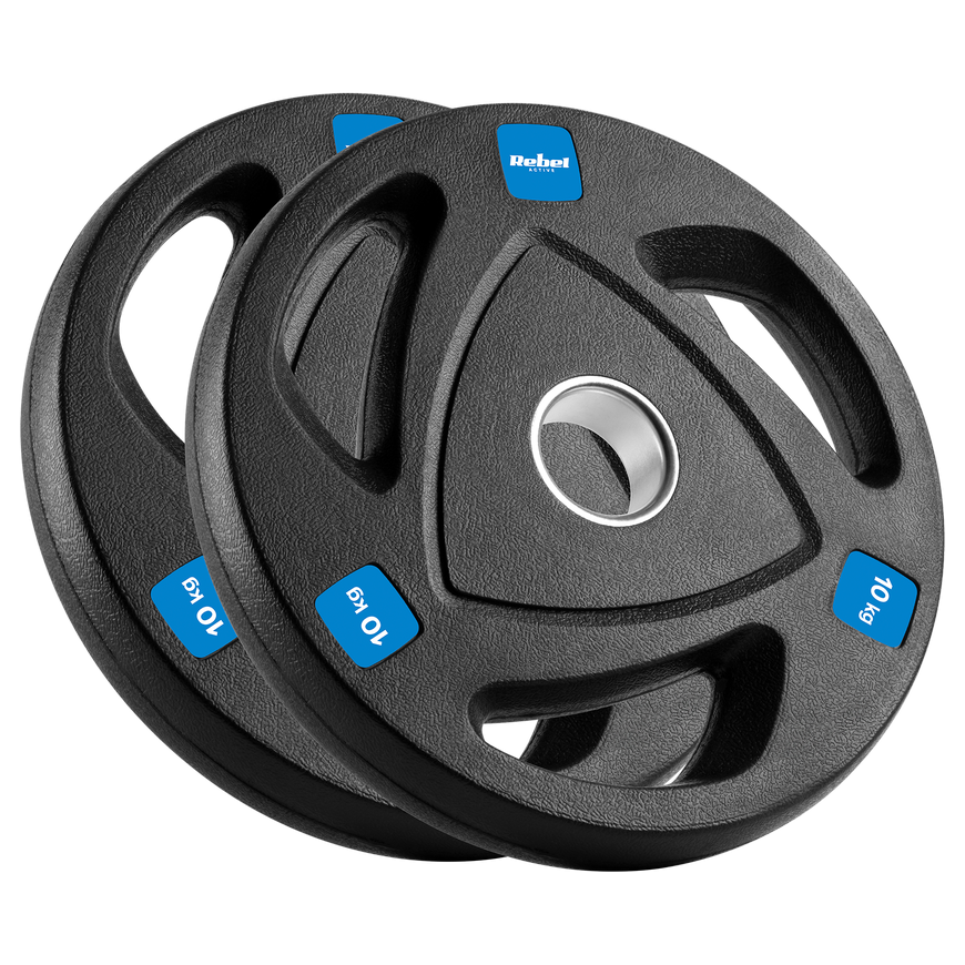 Gumuotų ketaus svarelių rinkinys 2x10kg, olimpinis atidarymas 51mm, REBEL ACTIVE – 5