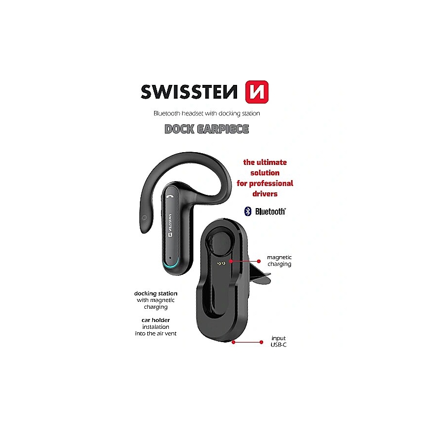 Swissten Dock Earpiece Bluetooth Headphone With