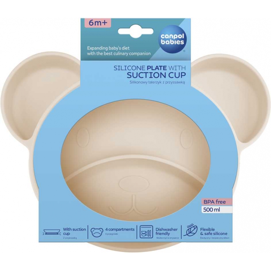 CANPOL BABIES Silicone plate with attachment BEAR, 51/401_creme – 3