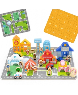 Puzzle Viga Toys VIGA wooden set City building block board figures