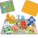 Dėlionė Viga Toys VIGA medinis rinkinys Miesto statybinių blokelių lentos figūrėlės
