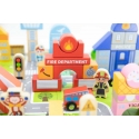 Dėlionė Viga Toys VIGA medinis rinkinys Miesto statybinių blokelių lentos figūrėlės