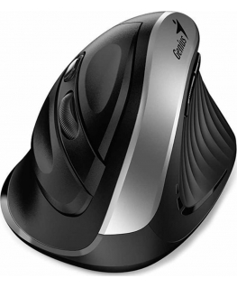 Pelė Genius Pelė Ergo 8250S, 1600DPI, 2.4 [GHz], optinė, 6kl., belaidė, juoda-sidabrinė, 1 vnt AA, wertykalna