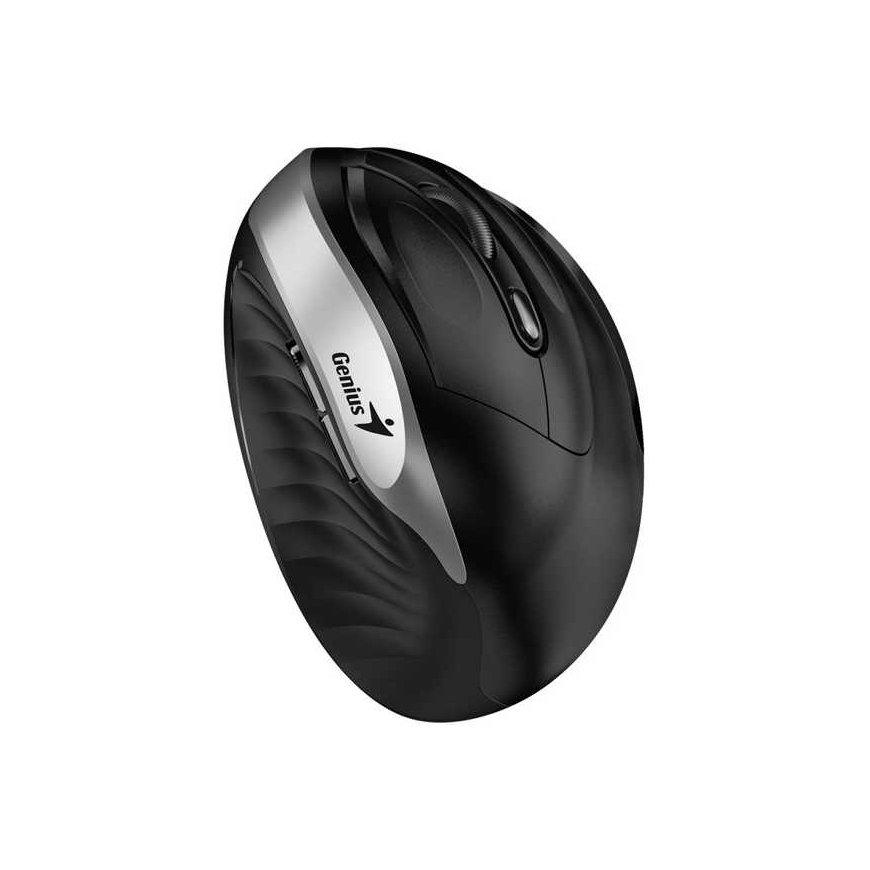 Pelė Genius Pelė Ergo 8250S, 1600DPI, 2.4 [GHz], optinė, 6kl., belaidė, juoda-sidabrinė, 1 vnt AA, wertykalna – 4