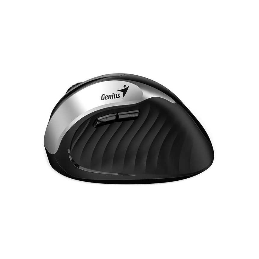 Pelė Genius Pelė Ergo 8250S, 1600DPI, 2.4 [GHz], optinė, 6kl., belaidė, juoda-sidabrinė, 1 vnt AA, wertykalna – 5