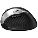 Pelė Genius Pelė Ergo 8250S, 1600DPI, 2.4 [GHz], optinė, 6kl., belaidė, juoda-sidabrinė, 1 vnt AA, wertykalna
