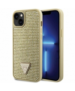 Guess Case for iPhone 14 Plus 6.7" GUHCP14MHDGTPD Gold Hard Case Mountain Crystal Triangle