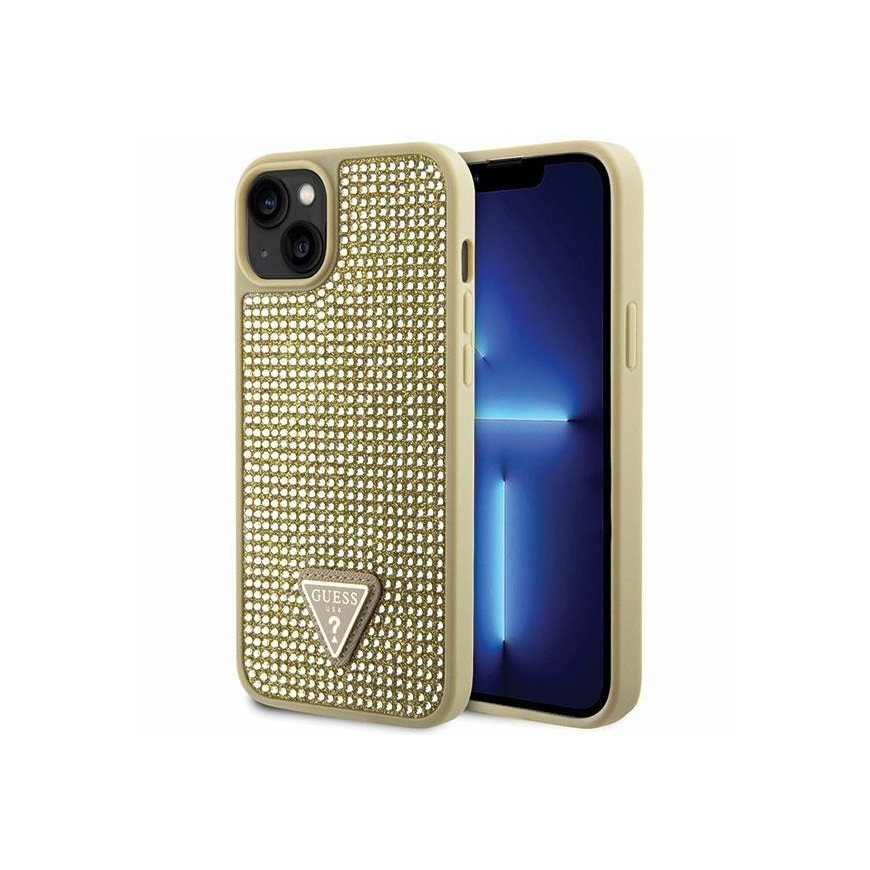 Guess Case for iPhone 14 Plus 6.7" GUHCP14MHDGTPD Gold Hard Case Mountain Crystal Triangle