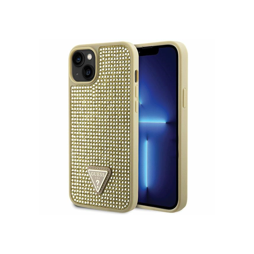 Guess dėklas skirtas iPhone 14 Plus 6,7" GUHCP14MHDGTPD auksinis kietas dėklas Kalnų krištolinis trikampis – 2