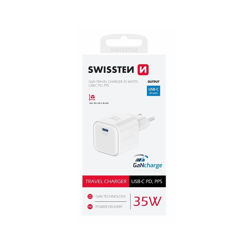 Swissten Travel Charger GaN USB-C 35W