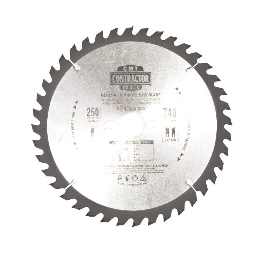 Pjovimo diskas medienai CMT Contractor 250x2,6x30 Z40 10°