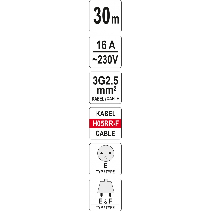 Yato YT-8106 power extension 30 m 4 AC outlet(s) Indoor/outdoor Black, Red, White – 2