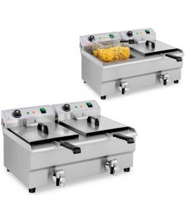 Royal Catering Electric power double fryer with tap 230 V 2 x 3200W 2 x 13 L