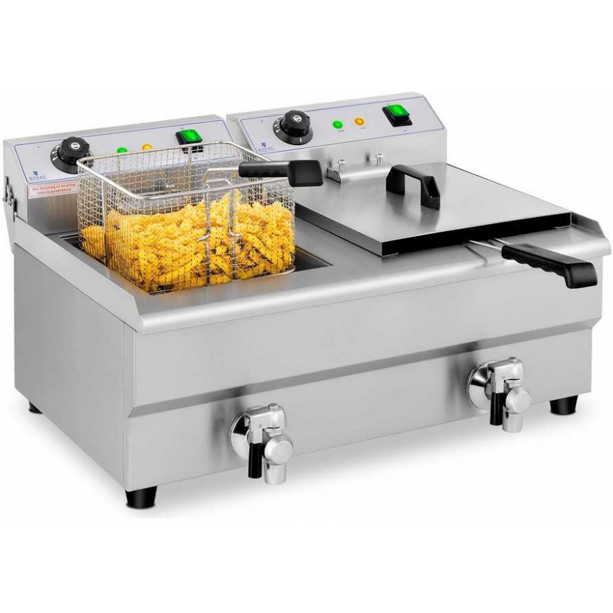 Royal Catering Electric power double fryer with tap 230 V 2 x 3200W 2 x 13 L – 2