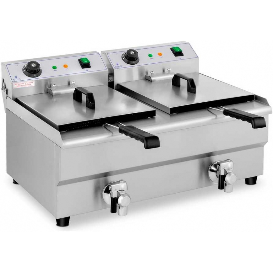 Royal Catering Elektrinė maitinimo dviguba gruzdintuvė su čiaupu 230 V 2 x 3200W 2 x 13 L – 3