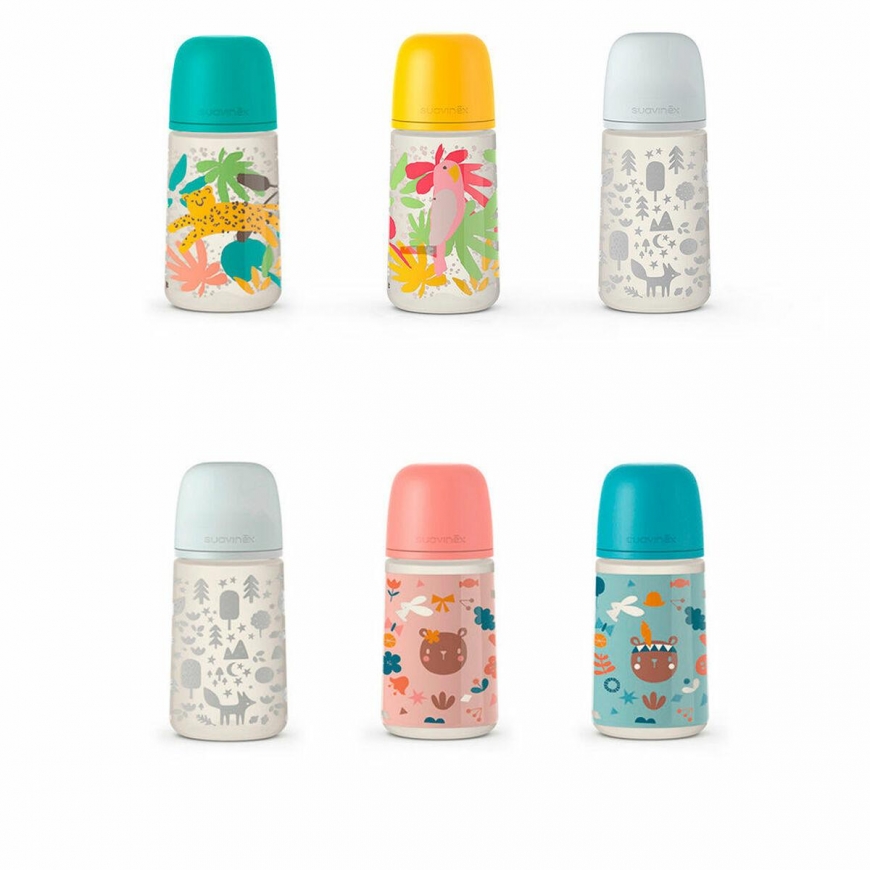 Kūdikio buteliukas Suavinex Prints M 270 ml