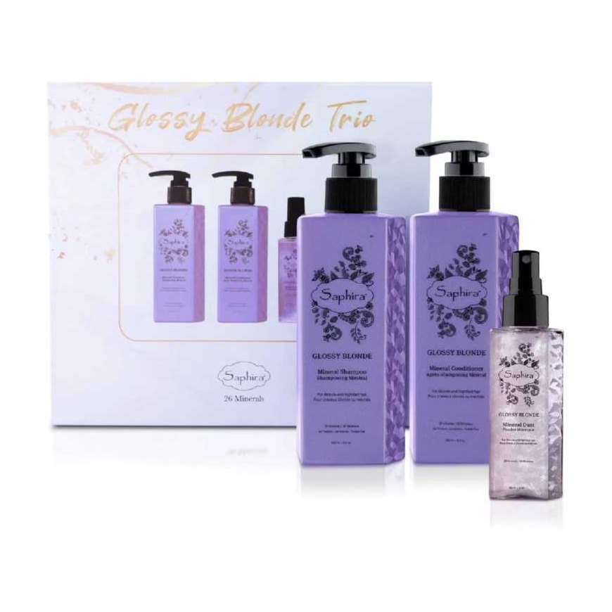 Saphira Plaukų priežiūros priemonių rinkinys Glossy Skirtas šviesiems plaukams Trio, SAFGBTBOX