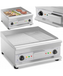 Royal Catering Grill double smooth, grooved with fat drawer 230 V 2x 3200 W