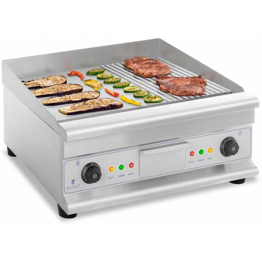 Royal Catering Grill double smooth, grooved with fat drawer 230 V 2x 3200 W – 2