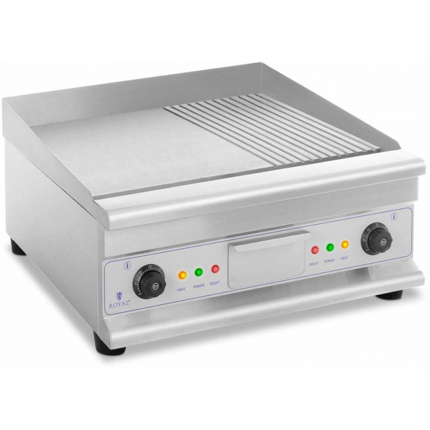 Royal Catering Grill double smooth, grooved with fat drawer 230 V 2x 3200 W – 3