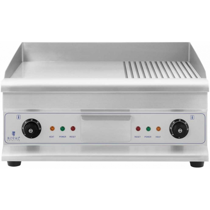 Royal Catering Grill double smooth, grooved with fat drawer 230 V 2x 3200 W – 4