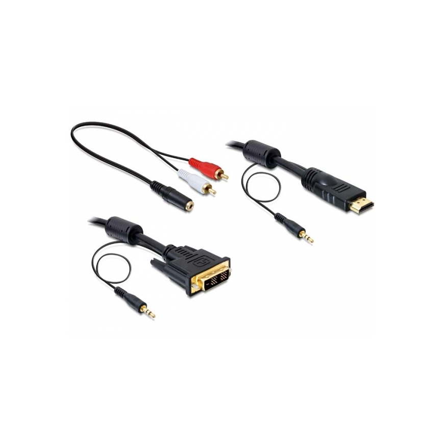 DeLOCK 84456 video kabeļu aksesuārs 3 m DVI-D HDMI Melns