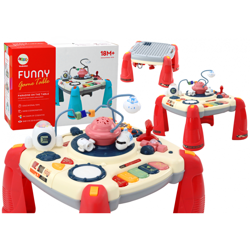Lean Toys Interactive Educational Table Children's Panel Piano Space Raudona