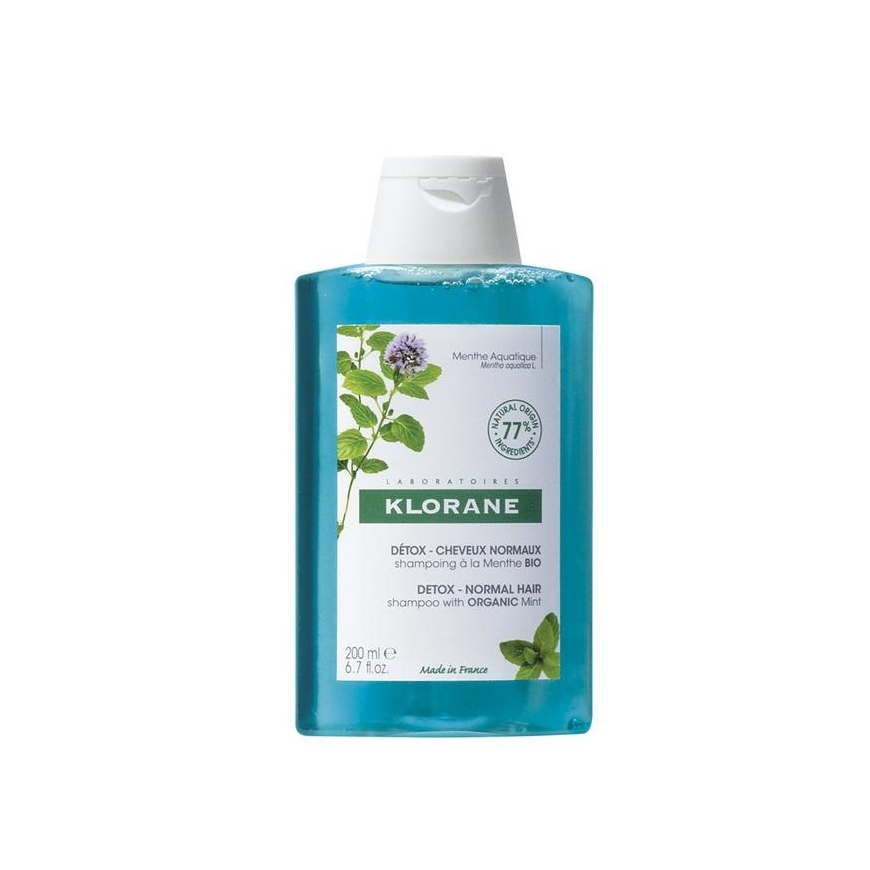 Klorane Aqua Mint Detox Šampūnas mėtų detoksikuojantis šampūnas 200ml