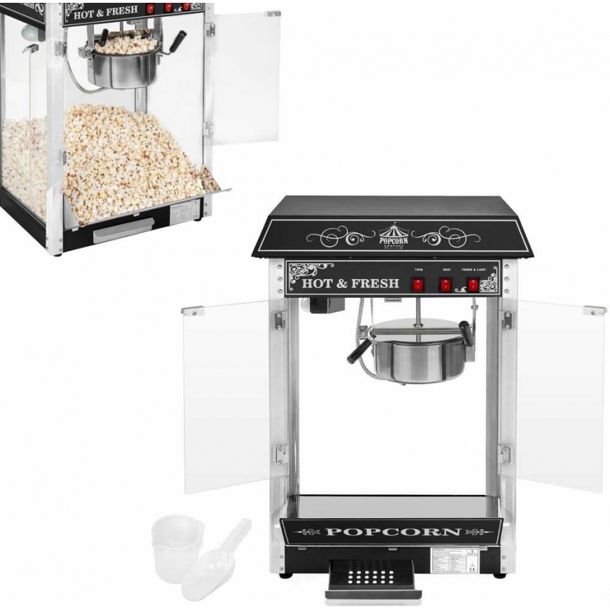 Royal Catering Professional, efficient adjustable popcorn machine 230V 1.6kW, black – 2