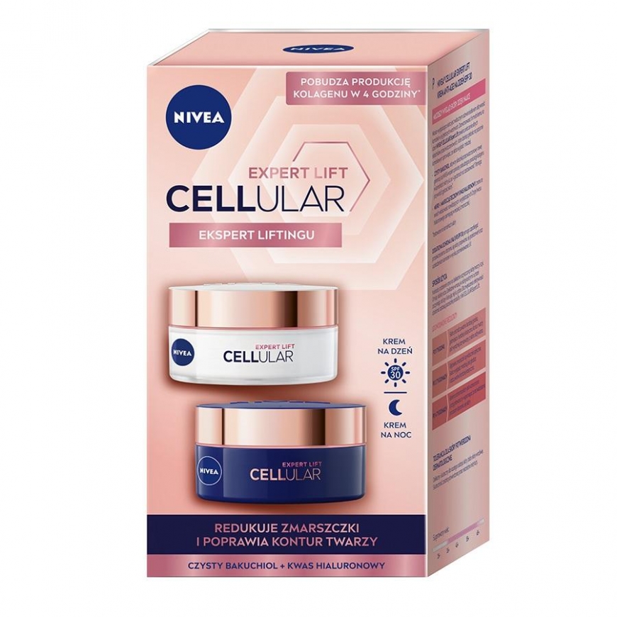 Nivea Dieninis kremas nuo senėjimo 50 ml + Naktinis kremas nuo senėjimo 50 ml Cellular Expert Lift SPF30