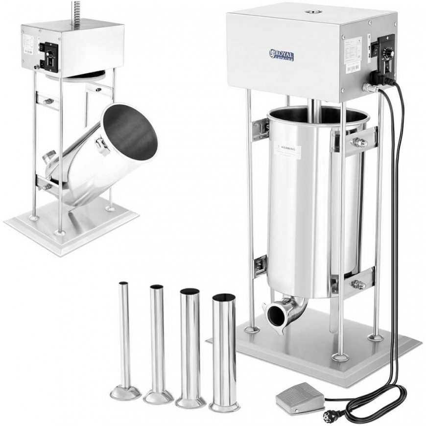 Meat Grinder Electric sausage filler with Royal Catering motor + 4 funnels 15L