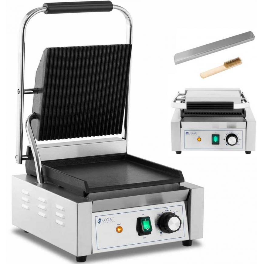 Royal Catering Electric contact grill, smooth and carved plate, 23 x 22 cm, 1800 W