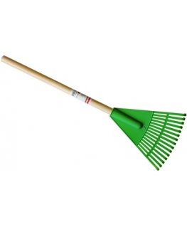 Small rake with wooden handle green 19cm