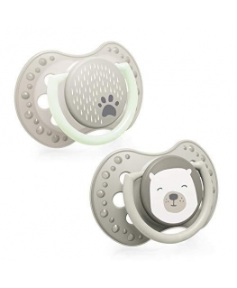 LOVI dinaminis silikoninis čiulptukas BUDDY BEAR, 6-18 mėn., 2 vnt., 22/865