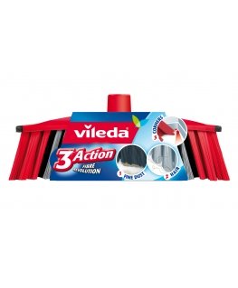 Vileda 142156 šluota Vidaus Minkšti ir kieti šeriai Polietileno tereftalatas (PET) Juoda, Pilka, Raudona