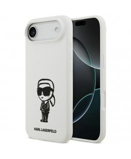 Apple KARL LAGERFELD apvalks IPHONE 17 Air saderīgs ar MagSafe KLHMP17MSKIGROH (silikons ar KL zīmējumu un logo) baltā krāsā