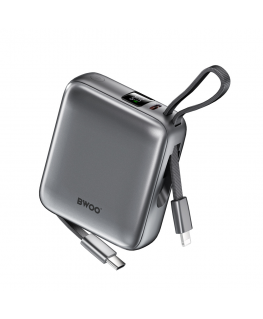 BWOO power bank P74 22.5W 10000 mAh with 2 built-in cables 1 x U