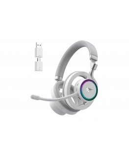 Havit Fuxi-H8 (White) Ausinės Vielinis ir Bevielis Su lankeliu Žaidimams C tipo USB Bluetooth Balta