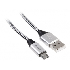 Tracer TRAKBK46928 USB-kaabel USB 2.0 1 m USB A Micro-USB B Must, Hõbe