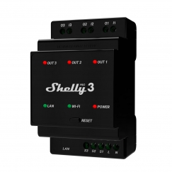 Shelly Pro 3 sähkörele Musta