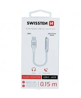 Swissten USB-C to Jack 3.5mm Audio Adapter for phones 15 cm Black/White