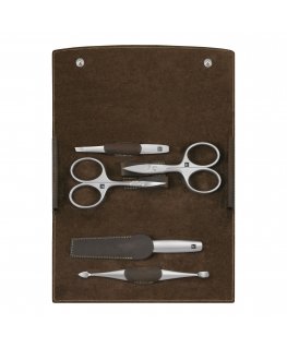 Zwilling Twinox reisikomplekt - Pruun 5-osaline nahast ümbris - pruun